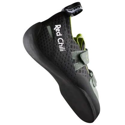 Side view of the Red Chili Women's Circuit LV climbing shoe in Seaweed with a hook and strap against a white background.