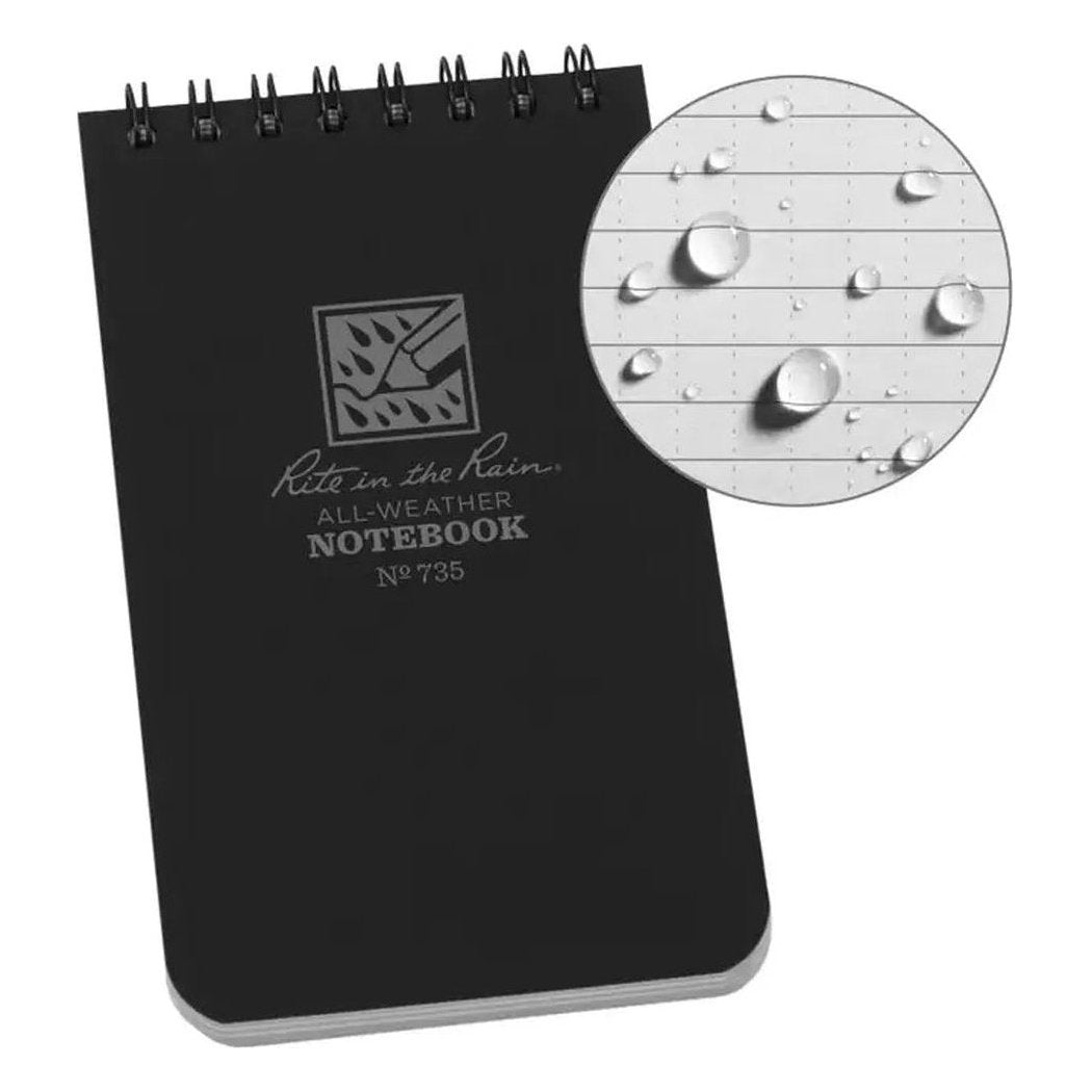 Rite in the Rain Top Spiral Notebook 3" x 5"-Camping - Accessories - Books-Notebooks-Black-Appalachian Outfitters