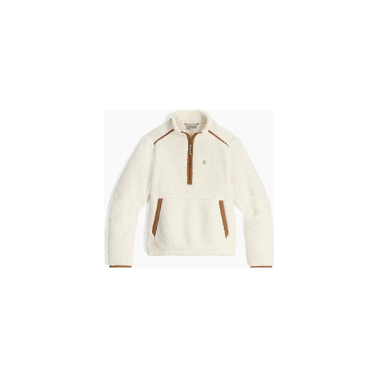 A front view of the Royal Robbins Women's Palisades 1/2 Zip in Chalk showing the half-zip and chest pocket against a white background.