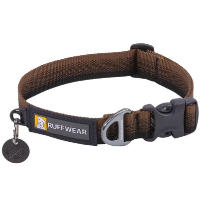 A side view of the Ruffwear Front Range Collar in Moonlight Fade showing the buckle and tag against a white background.
