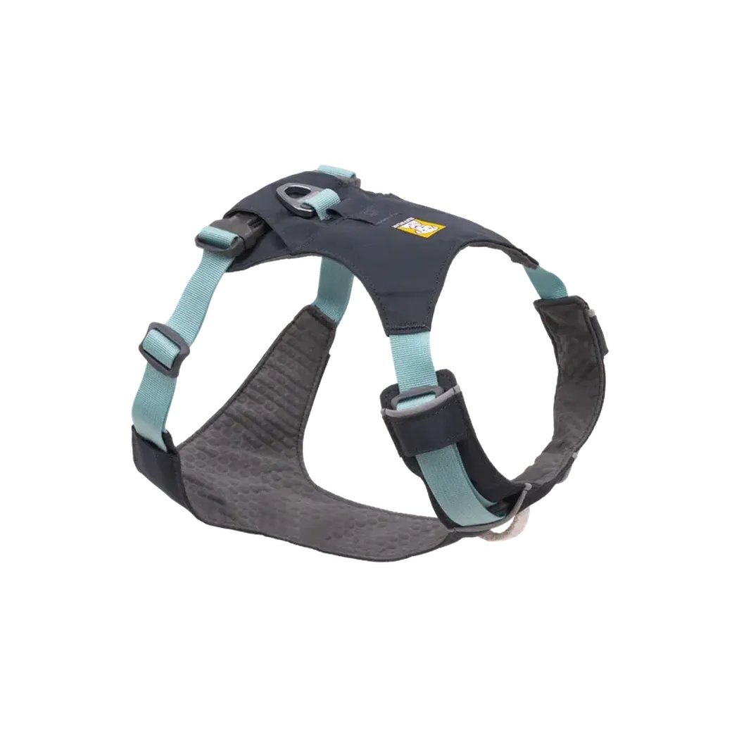 Side view of the Ruffwear Hi & Light Harness in Sage Green showing the padded chest and adjustable straps against a white background.