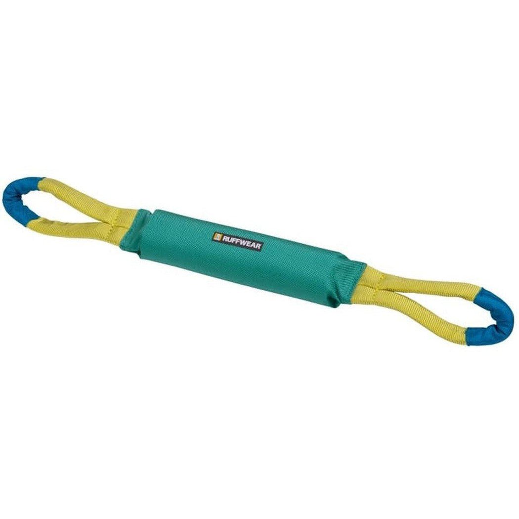 Side view of the Ruffwear Pacific Loop Toy in Sockeye Red showing the loop handles against a white background.