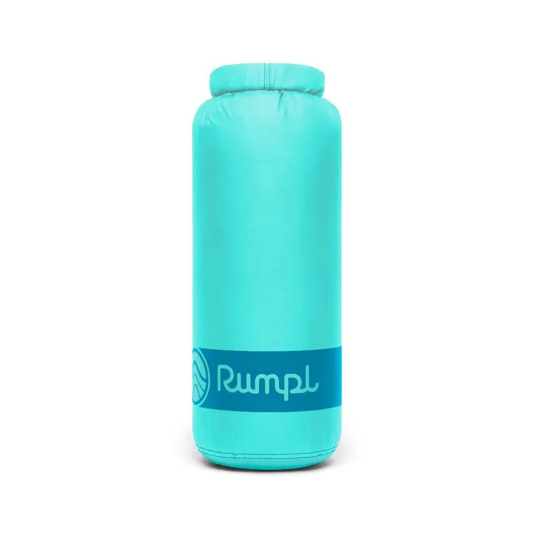 A front view of the Rumpl Travel Puffy in Deepwater with a blue band showing the logo against a white background.