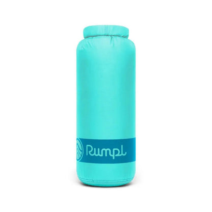 A front view of the Rumpl Travel Puffy in Deepwater with a blue band showing the logo against a white background.