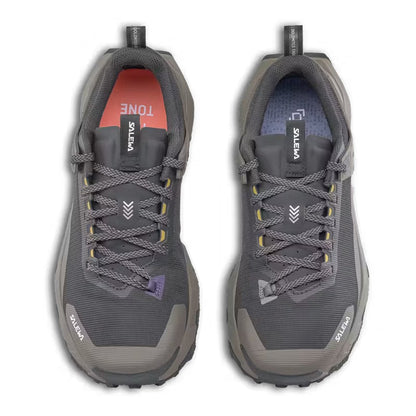 Top view of the Salewa Men's Pedroc 2 PTX in Black Out/Bungee Cord showing the lugged outsole against a white background.