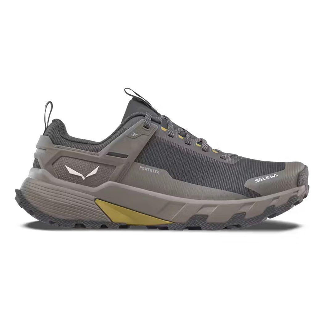 Side view of the Salewa Men's Pedroc 2 PTX in Charcoal/Graphite showing the lugged outsole against a white background.
