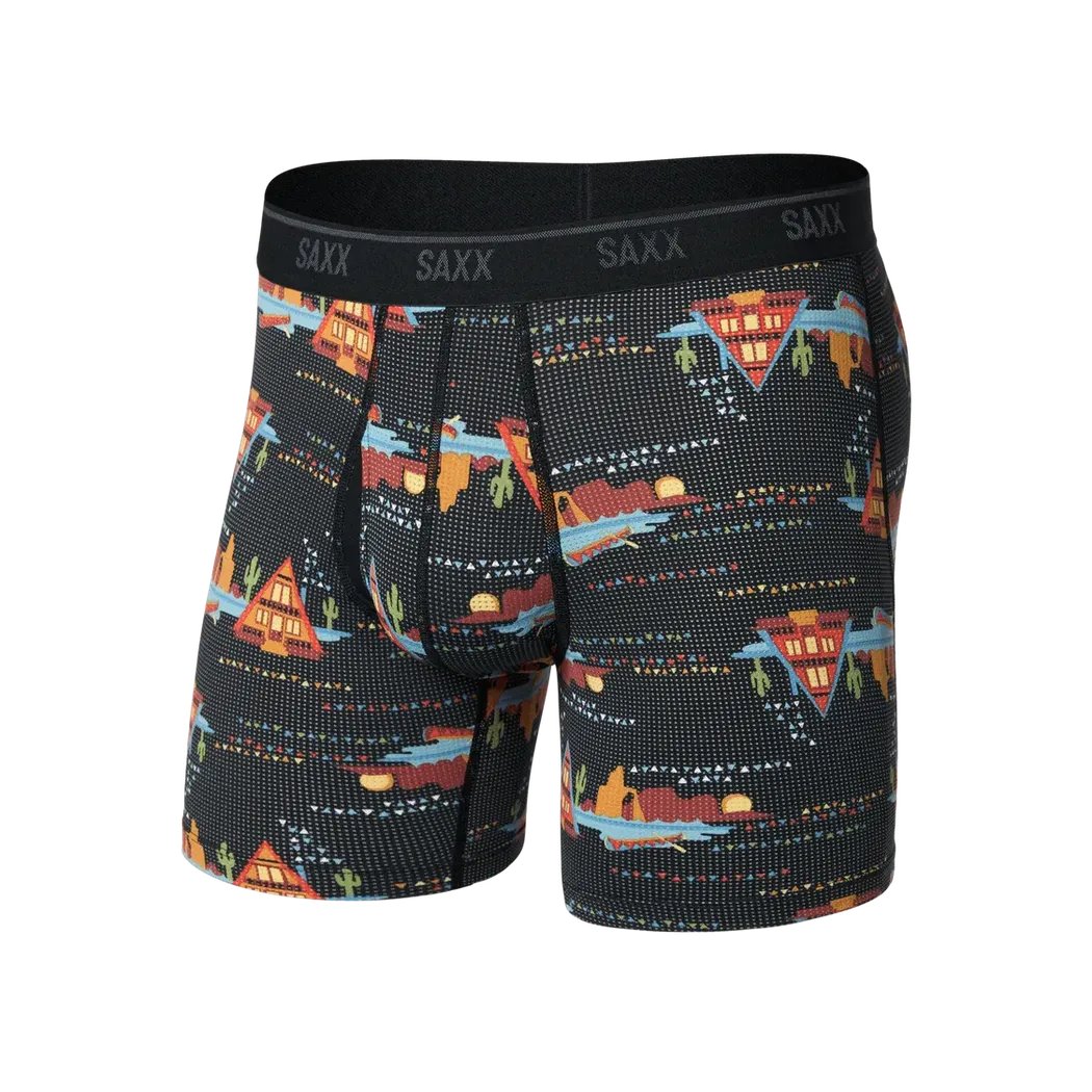 SAXX Quest Quick-Dry Mesh Boxer Brief Fly - 6"-Men's - Clothing - Underwear-Lakeside/Black-M-Appalachian Outfitters
