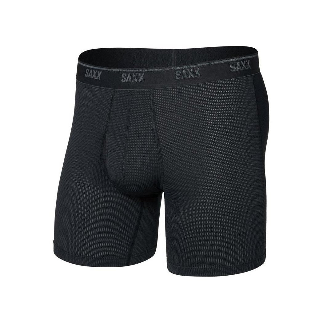 SAXX Quest Quick-Dry Mesh Boxer Brief Fly - 6"-Men's - Clothing - Underwear-Black-S-Appalachian Outfitters