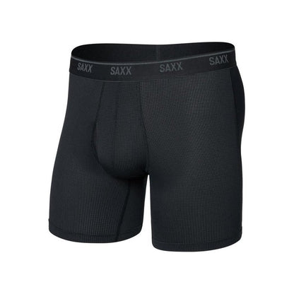 SAXX Quest Quick-Dry Mesh Boxer Brief Fly - 6"-Men's - Clothing - Underwear-Black-S-Appalachian Outfitters
