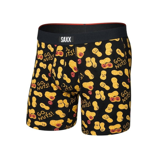 SAXX Vibe Xtra Soft Comfort Boxer Brief Fly - 6"-Men's - Clothing - Underwear-Go Nuts/Black-S-Appalachian Outfitters