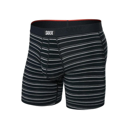 SAXX Vibe Xtra Soft Comfort Boxer Brief Fly - 6"-Men's - Clothing - Underwear-Black Coast Stripe-M-Appalachian Outfitters