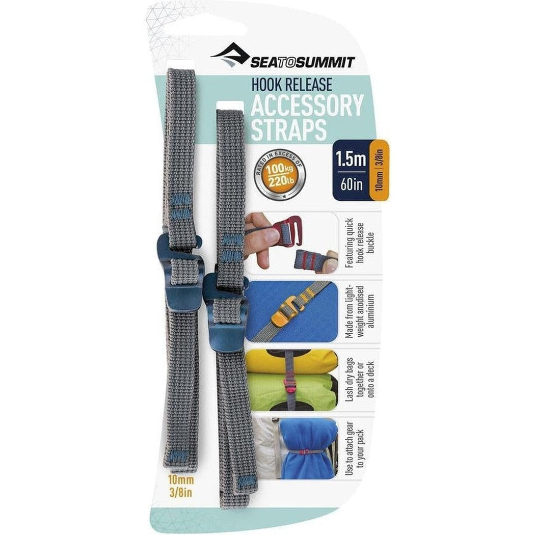 A front view of Sea To Summit Hook Release Accessory Straps in 10mm width against a white background.