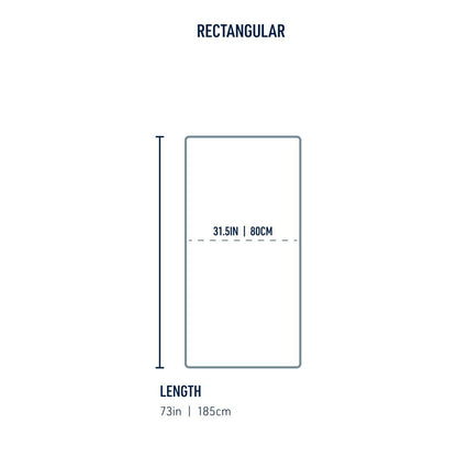 Rectangular Sea To Summit Comfort Blend Sleeping Bag Liner dimensions shown with length 73in and width 31.5in.