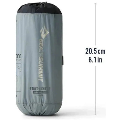 Side view of the Sea To Summit Ether Light XR Insulated ASC Mat in Regular color showing the compact size against a white background.