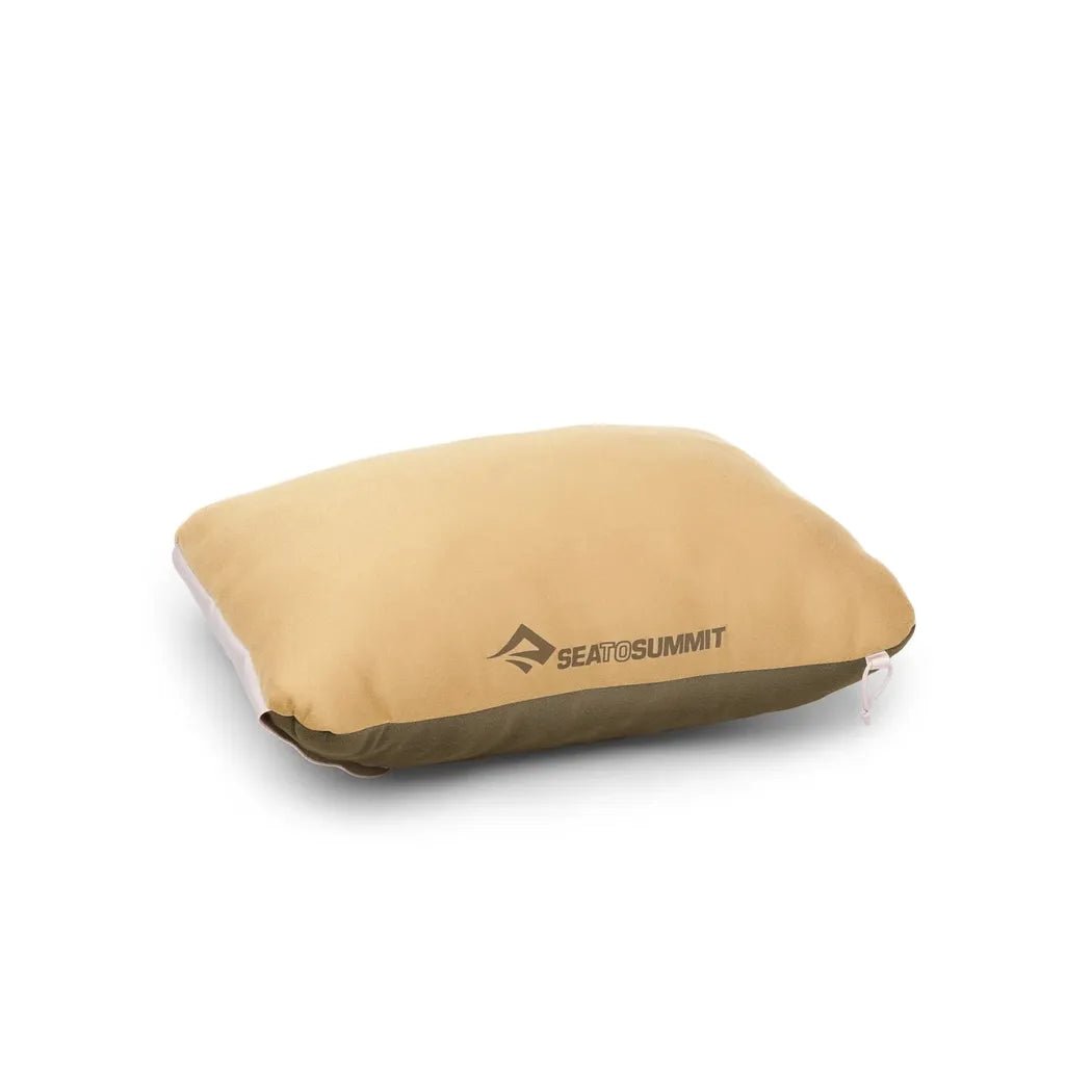 A front view of the Sea To Summit Foam Core Pillow - Regular in Aqua Sea color with the brand logo visible against a plain white background.