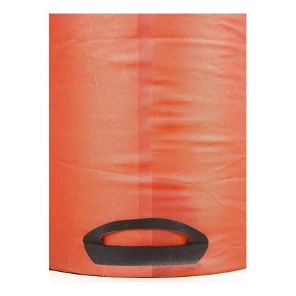 A front view of the Sea To Summit Folding Bucket in Red showing the black handle at the bottom.