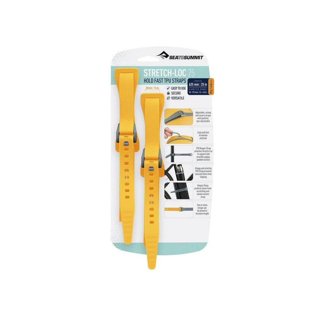 Sea To Summit Stretch-Loc TPU Straps 2 Pack-Camping - Accessories-25 Inch-Yellow-Appalachian Outfitters