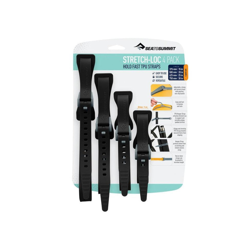 Sea To Summit Stretch-Loc TPU Straps Set - 4 Pack-Camping - Accessories-Black-Appalachian Outfitters