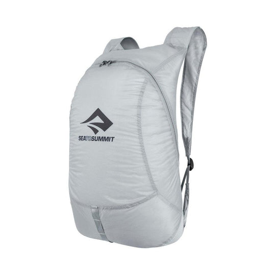 A front view of the Sea To Summit Ultra-Sil Day Pack in High Rise Grey with a white background.