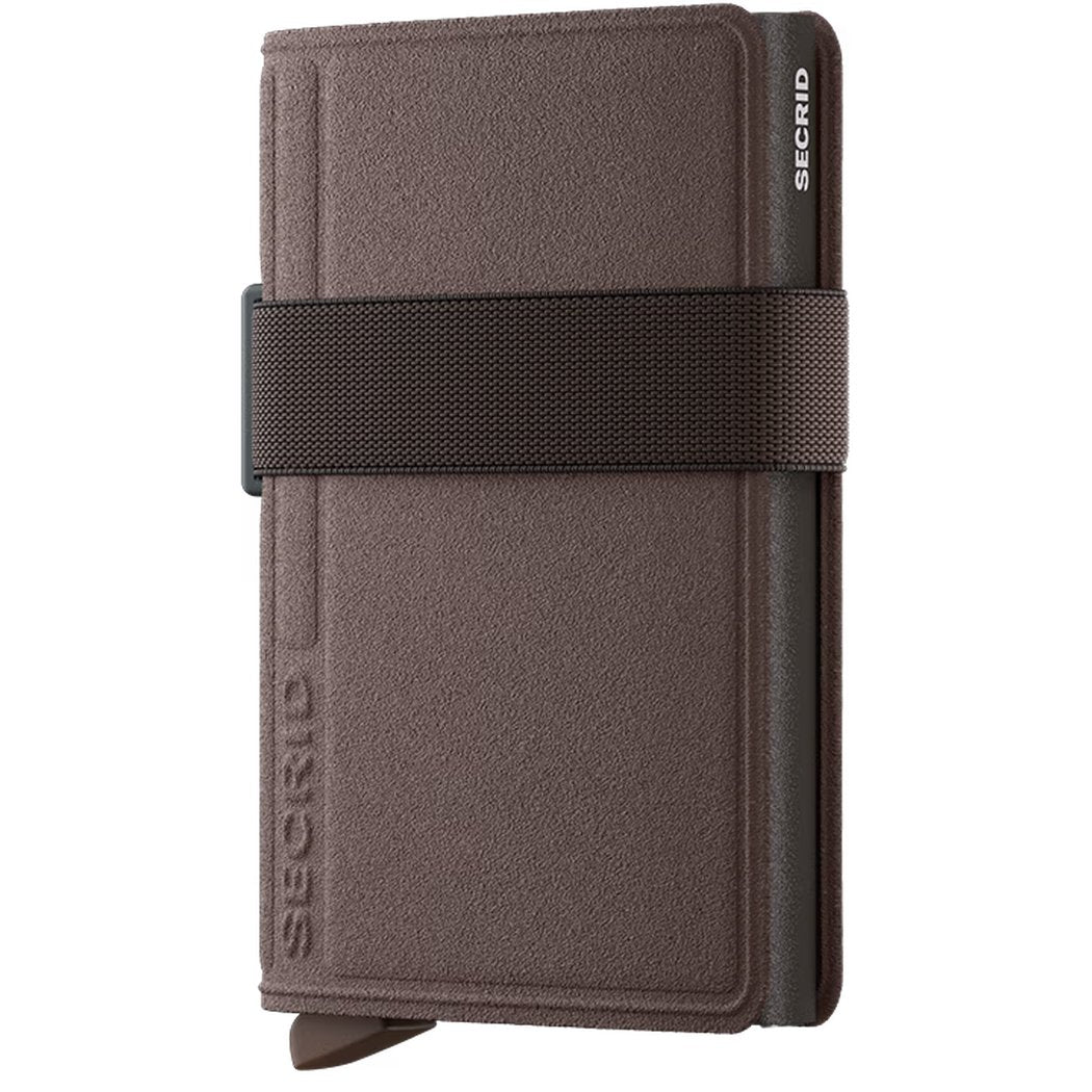A front view of the SECRID Band Wallet LIBA in Black/Olive showing the elastic band closure and embossed brand name.