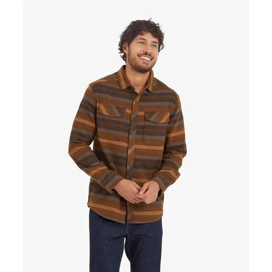 A front view of the Sherpa Adventure Gear Men's Choejor Short in Cappuccino on a model against a white background.