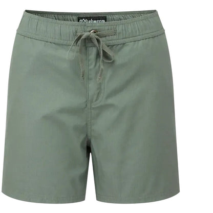 Women's Sherpa Adventure Gear Ghoral Short in Bardaya Sand with drawstring waist, front view against white background.
