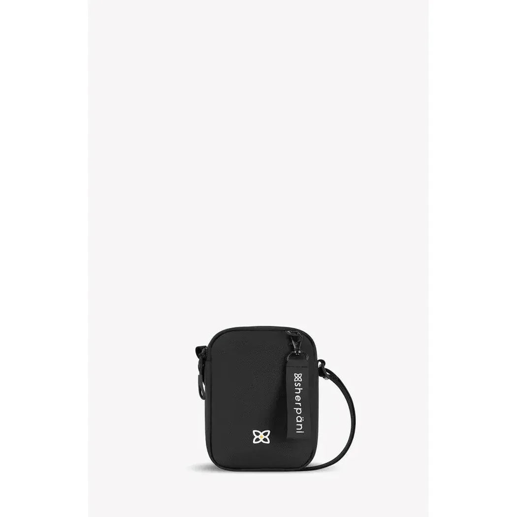 A front view of the Sherpani Rogue Chromatic bag with a shoulder strap and logo tag against a plain white background.