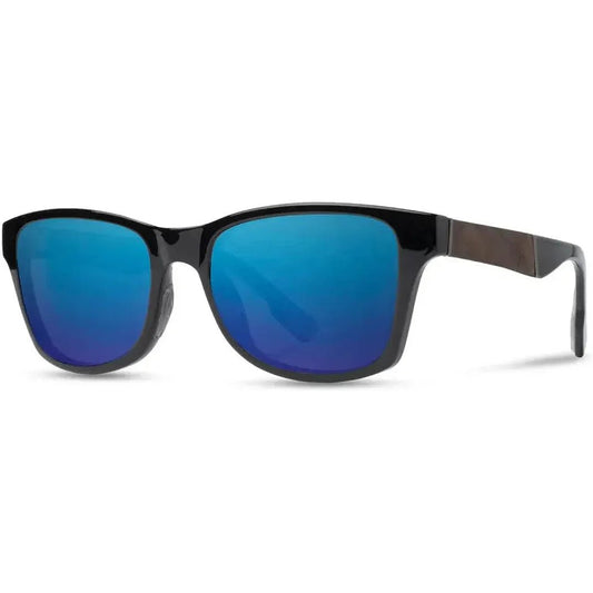 Shwood Canby ACTV-Accessories - Eyewear - Sunglasses-Black // Elm Burl-Blue Flash Polarized-Appalachian Outfitters