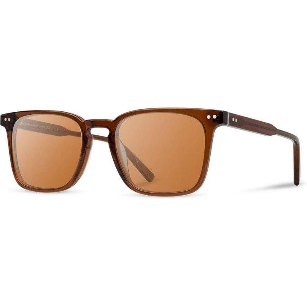 Side view of the Shwood Hamilton sunglasses in Havana with brown lenses against a white background.