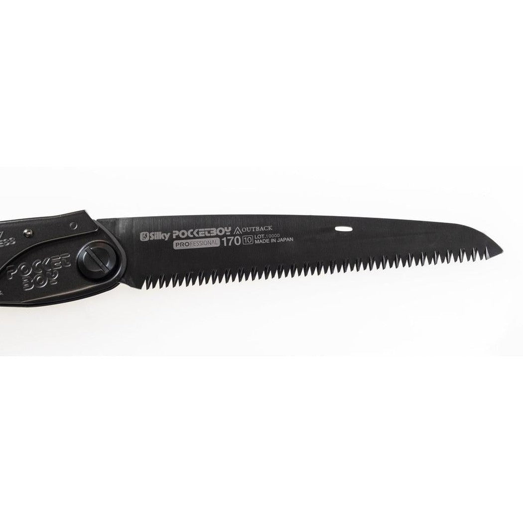A side view of the Silky POCKETBOY Professional 170mm Outback Edition saw against a white background.