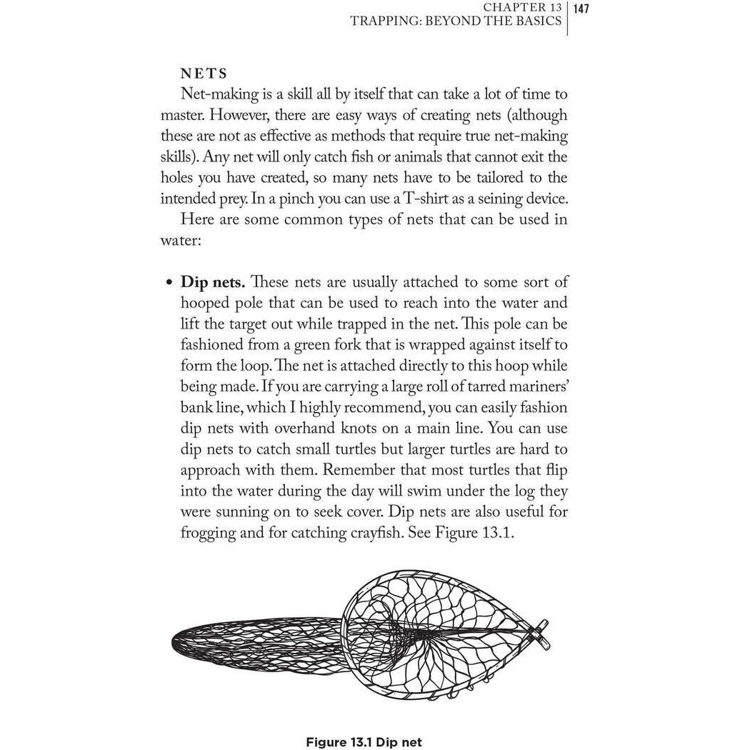 A close-up of the Simon & Schuster Bushcraft Field Guide to Trapping, Gathering, and Cooking in the Wild by Dave Canterbury with a white background.