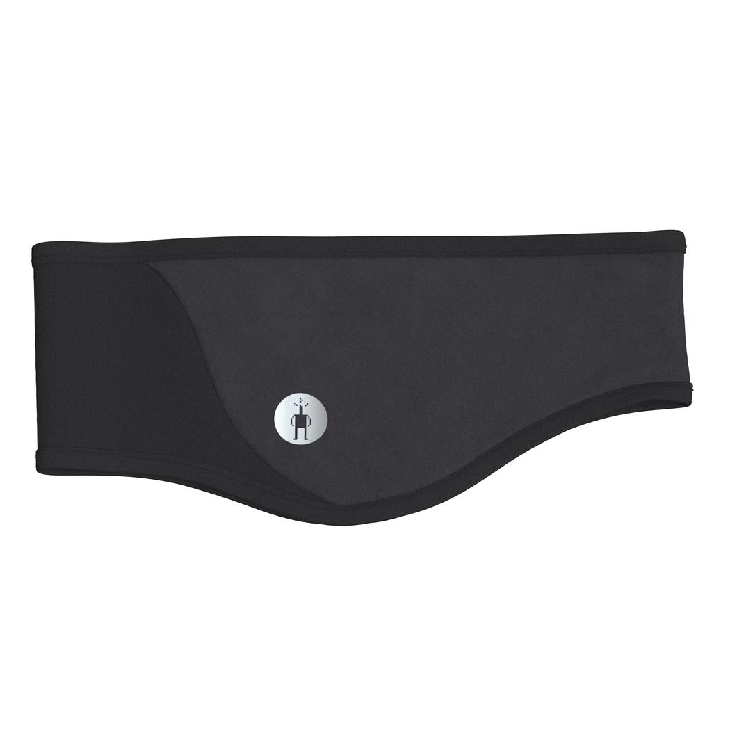 A black Smartwool Active Fleece Wind Headband shown from a front angle with a white background.