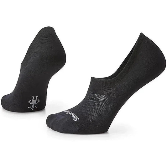 Two black Smartwool Everyday No Show Socks are displayed against a white background, showing the toe and heel details.