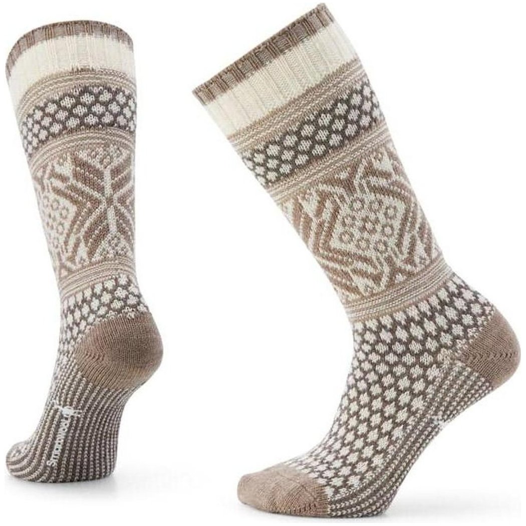 Side view of the Smartwool Everyday Popcorn Snowflake Pattern Crew Socks in Ash showing the pattern and heel against a white background.