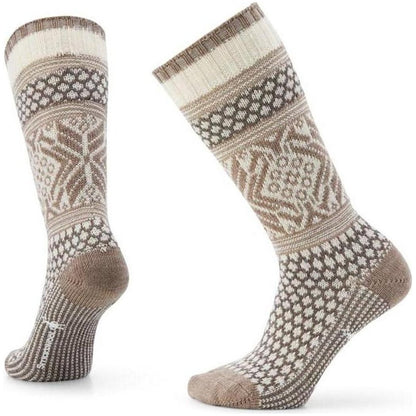 Side view of the Smartwool Everyday Popcorn Snowflake Pattern Crew Socks in Ash showing the pattern and heel against a white background.