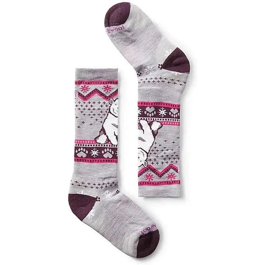 Smartwool Kids' Wintersport Full Cushion Polar Bear Pattern OTC Socks-Accessories - Socks - Kids-Purple Eclipse-S-Appalachian Outfitters