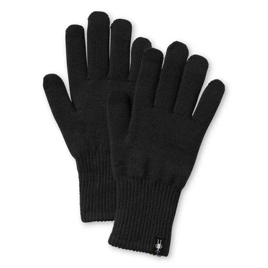Black Smartwool Liner Gloves shown from the front with a white background.