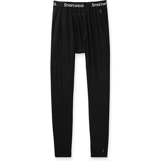 Black Smartwool men's classic all-season merino base layer bottom shown from front against white background.