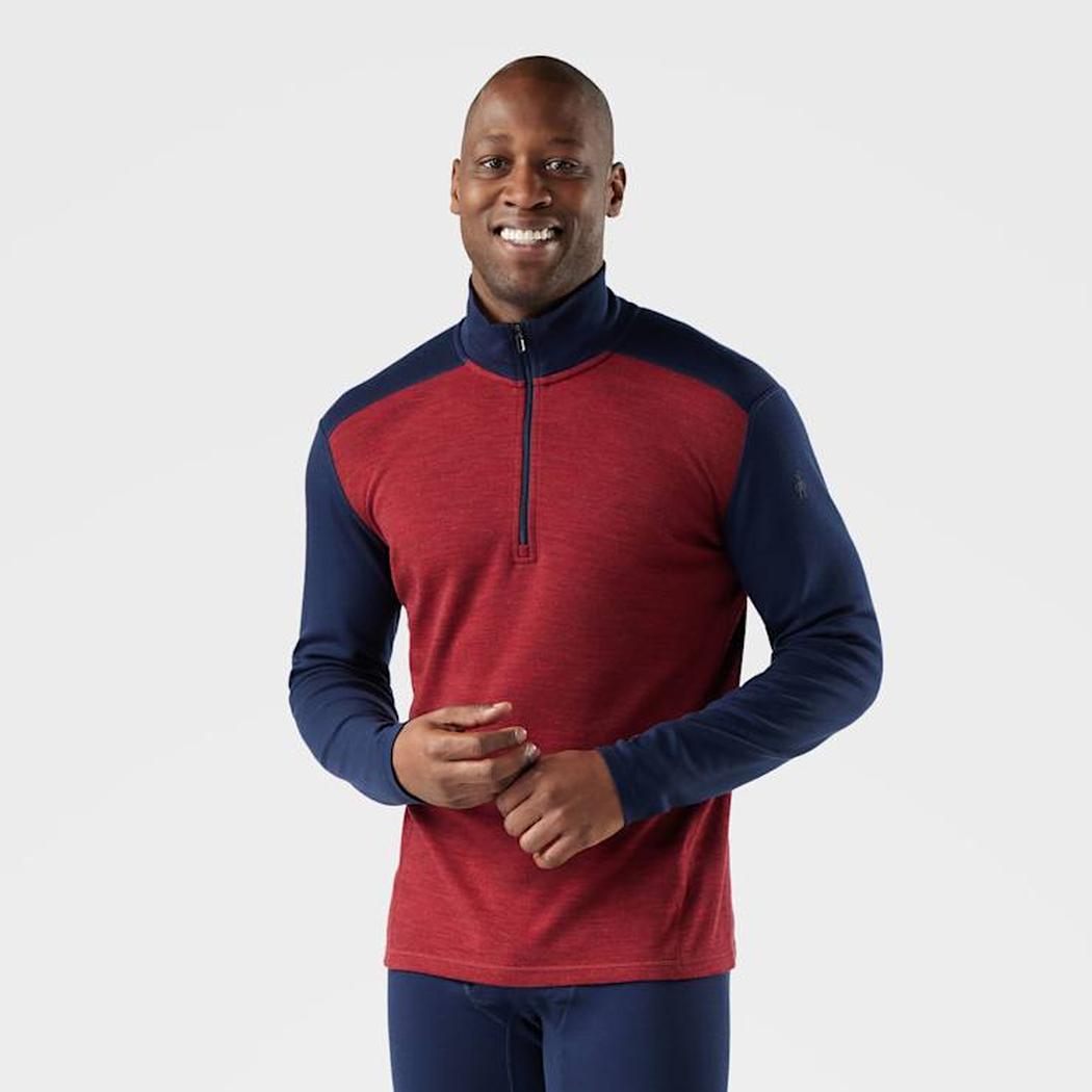 Smartwool Men's Classic Thermal Merino Base Layer 1/4 Zip-Men's - Clothing - Baselayer-Deep Navy-Currant Heather-M-Appalachian Outfitters
