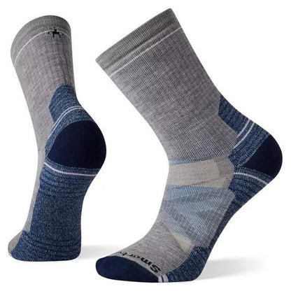 Side view of the Smartwool Performance Hike Full Cushion Crew socks in Charcoal/Graphite showing the cushioned heel and toe against a white background.