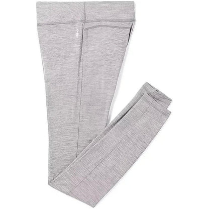 Light gray heather Smartwool Women's Classic All-Season Merino Base Layer Bottom laid flat on a white background.