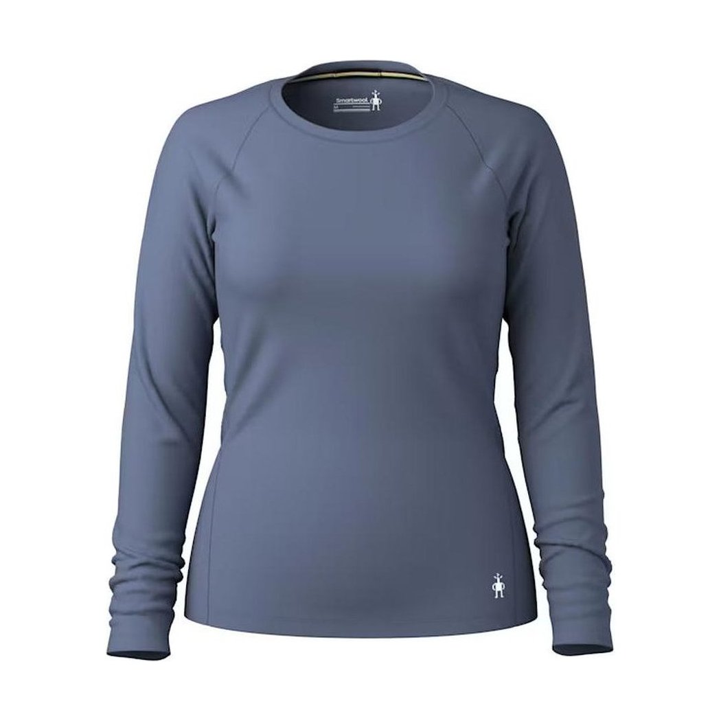 A front view of the Smartwool Women's Classic All-Season Merino Base Layer Crew in Green Tea showing the crew neck and long sleeves against a white background.