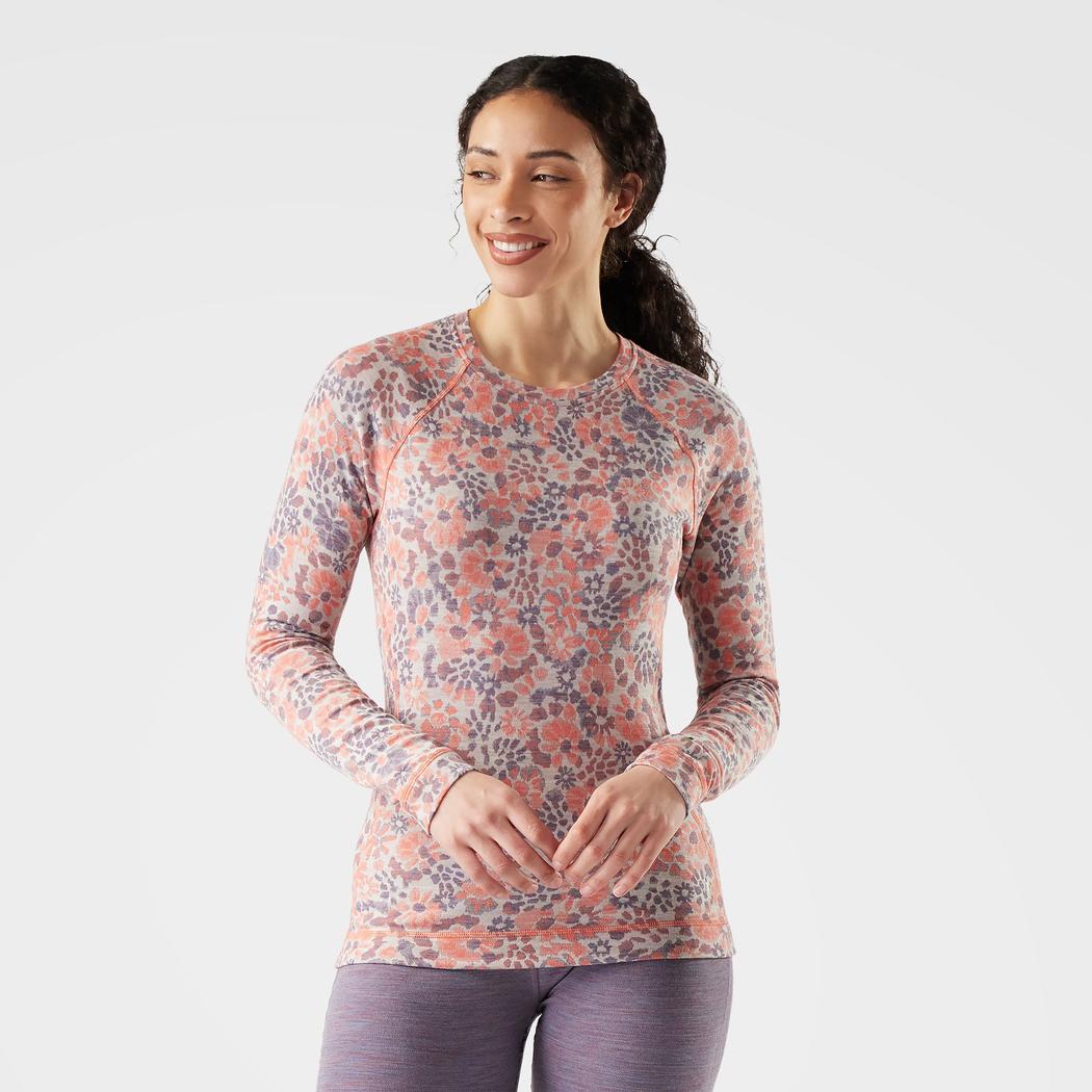 Smartwool Women's Classic Thermal Merino Base Layer Crew-Women's - Clothing - Baselayer-Coral Reef Floral-XS-Appalachian Outfitters