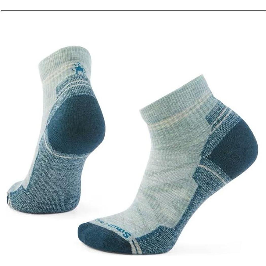 Side view of the Smartwool Women's Hike Light Cushion Ankle Socks in Taupe showing the cushioned heel and toe against a white background.