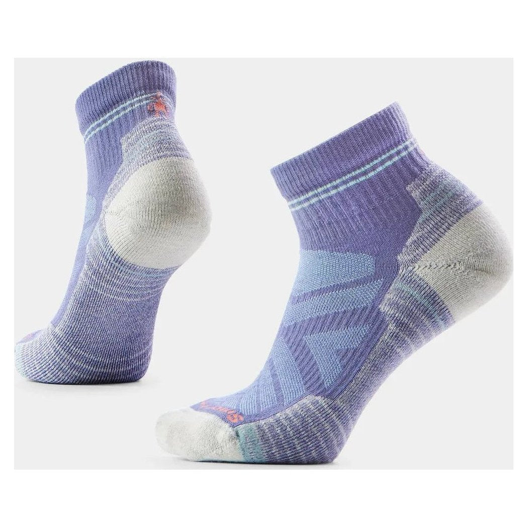 Side view of the Smartwool Women's Hike Light Cushion Ankle Socks in Taupe showing the cushioned heel and toe against a white background.