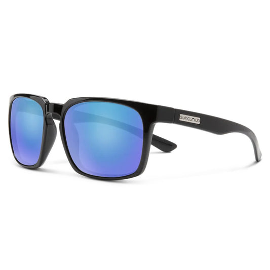 Side view of the Suncloud Hundo sunglasses with blue lenses against a white background.