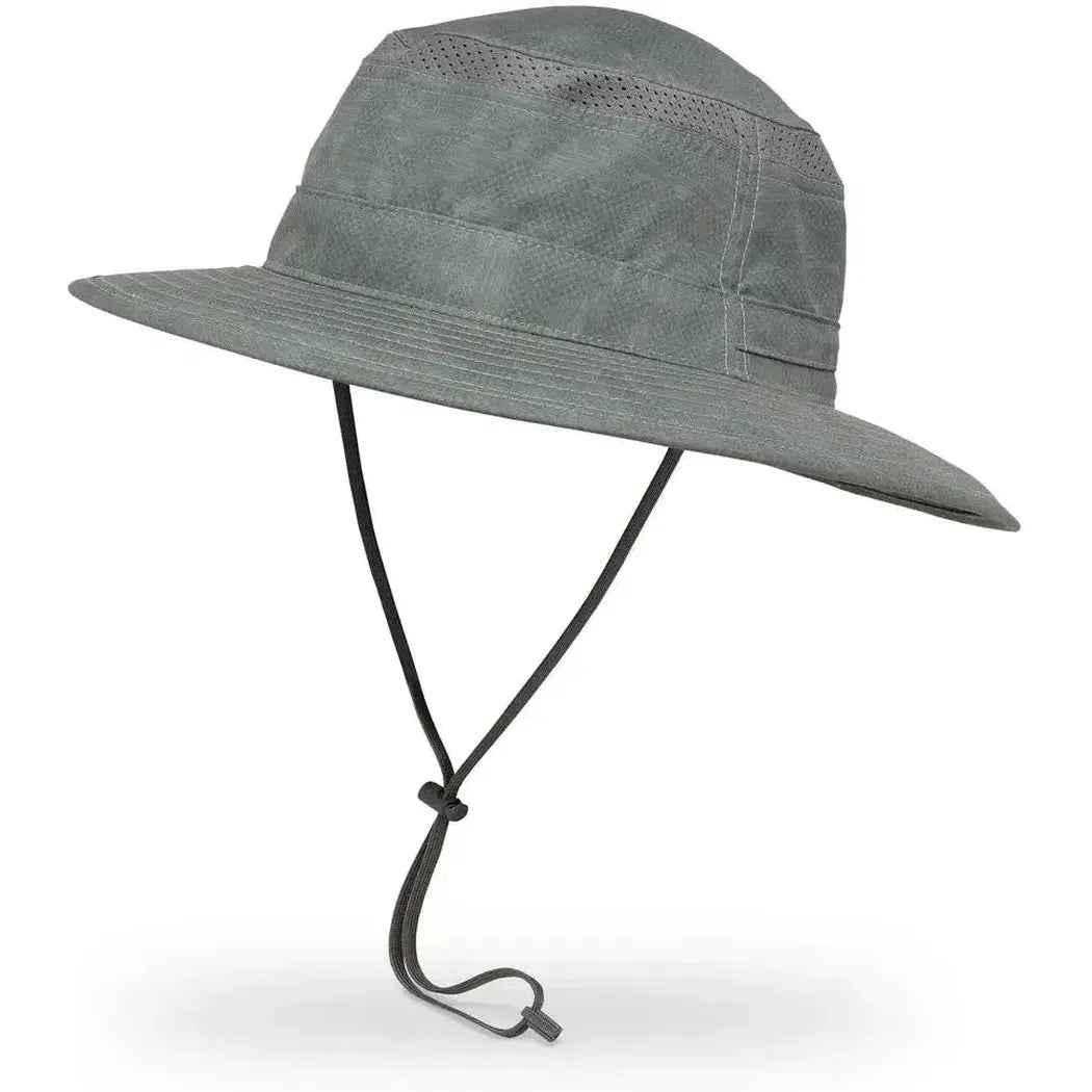 A front view of the Sunday Afternoons Cruiser Hat in Cream/Sand with a chin strap, displayed against a white background.