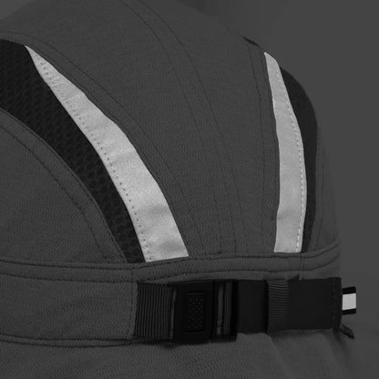 Close-up of the Sunday Afternoons Ultra Adventure Hat in Eucalyptus showing the adjustable buckle and reflective strips.