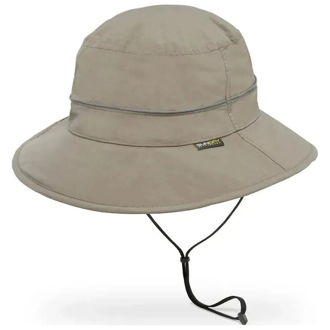 A front view of the Sunday Afternoons Ultra Storm Bucket in Carbon color with a chin strap, displayed against a white background.