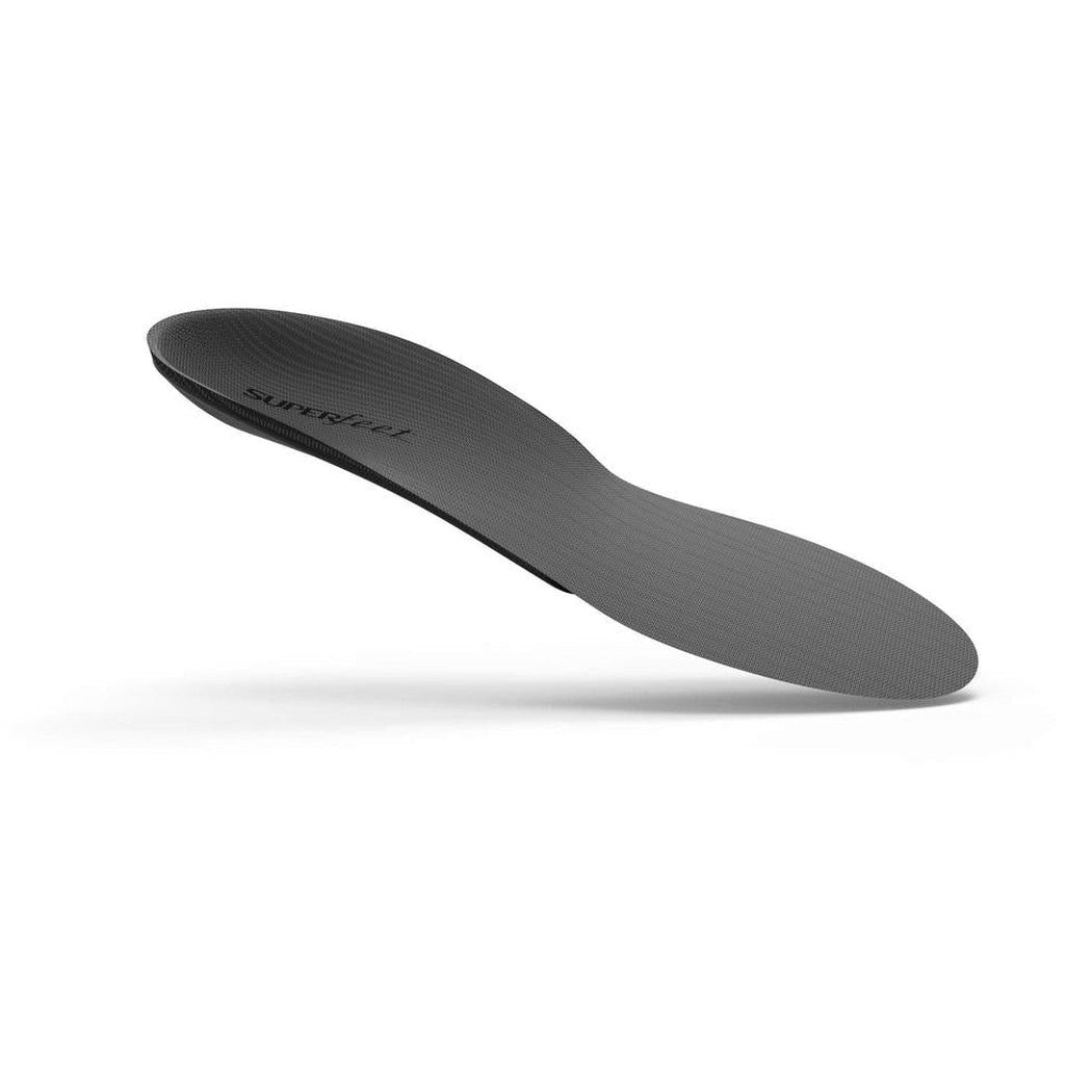 Side view of the Superfeet Custom CARBON All-Season Thin insoles against a white background.